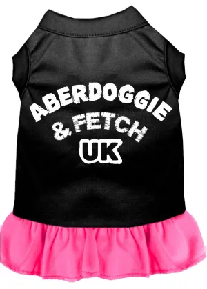 Aberdoggie Uk Screen Print Dress Black With Bright Pink Sm (10)