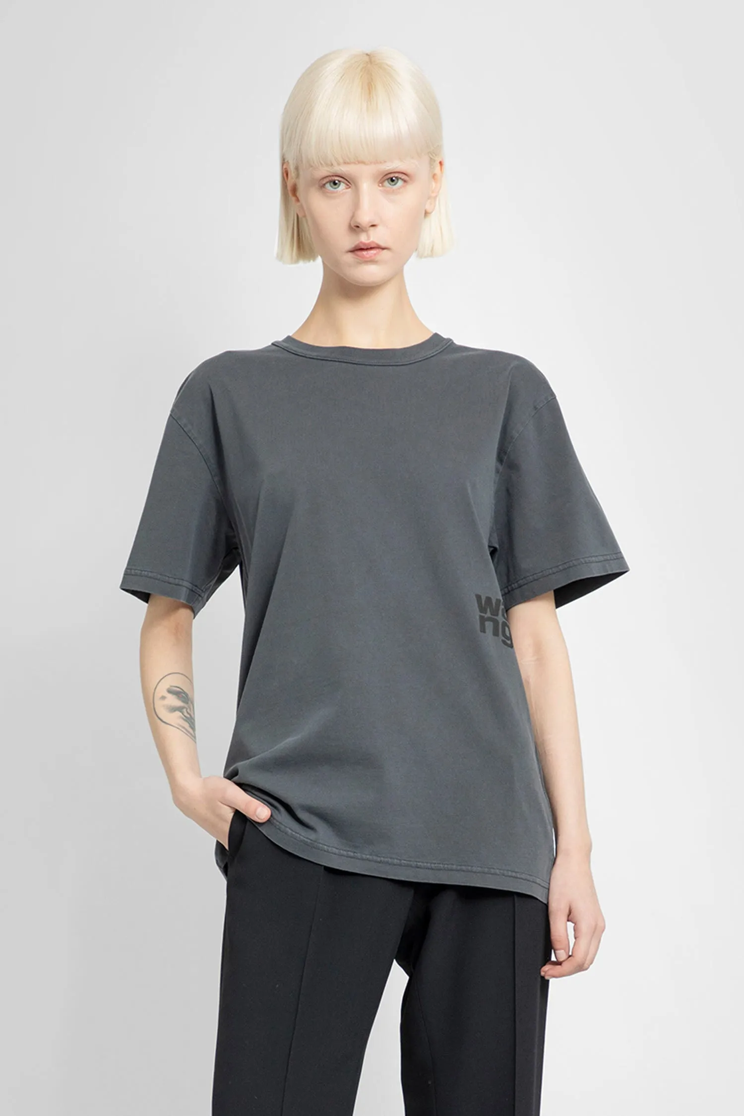 ALEXANDER WANG WOMAN GREY T-SHIRTS & TANK TOPS