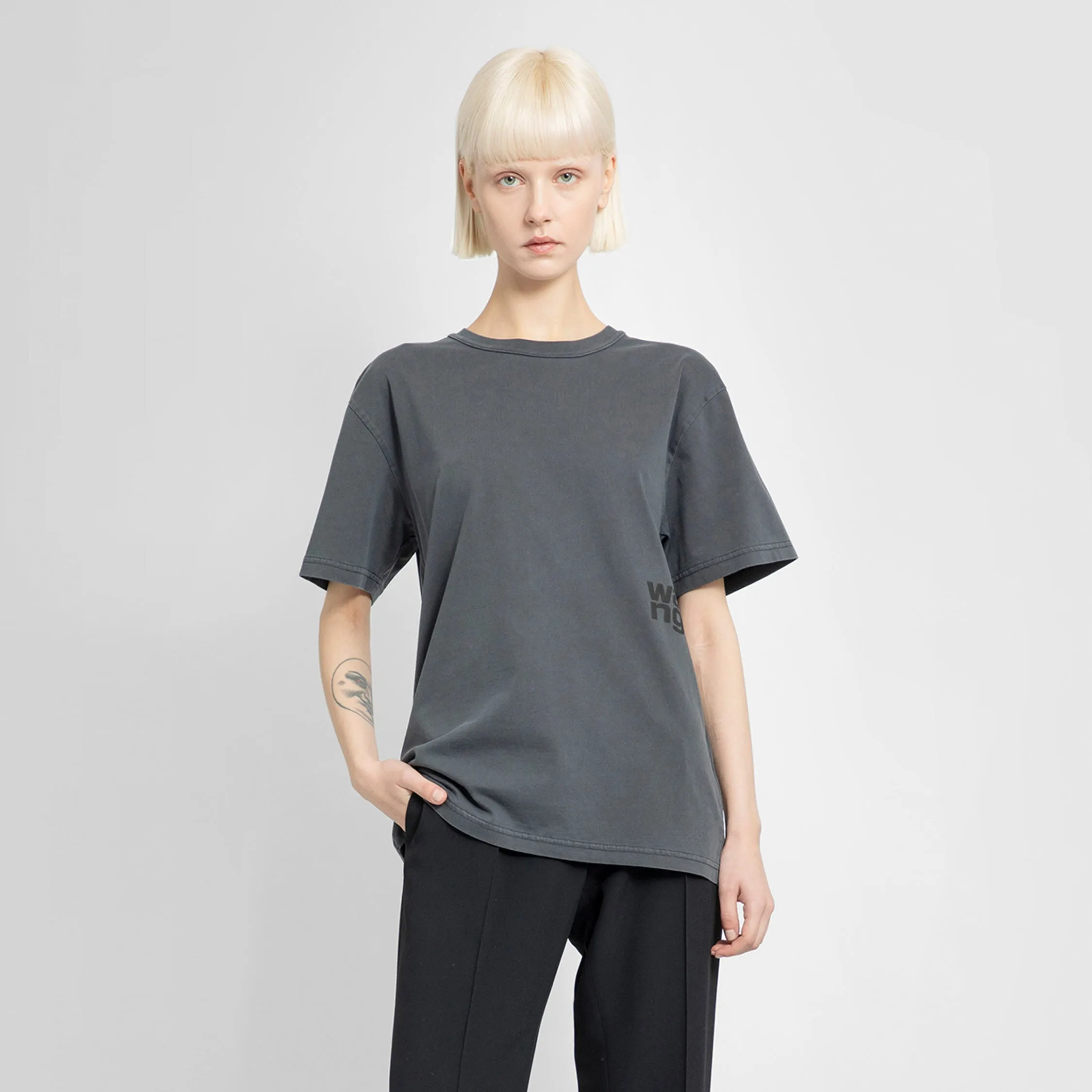 ALEXANDER WANG WOMAN GREY T-SHIRTS & TANK TOPS