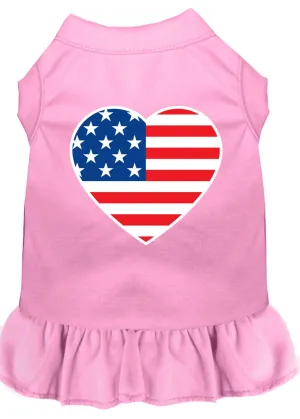 American Flag Heart Screen Print Dress Light Pink Xxl (18)