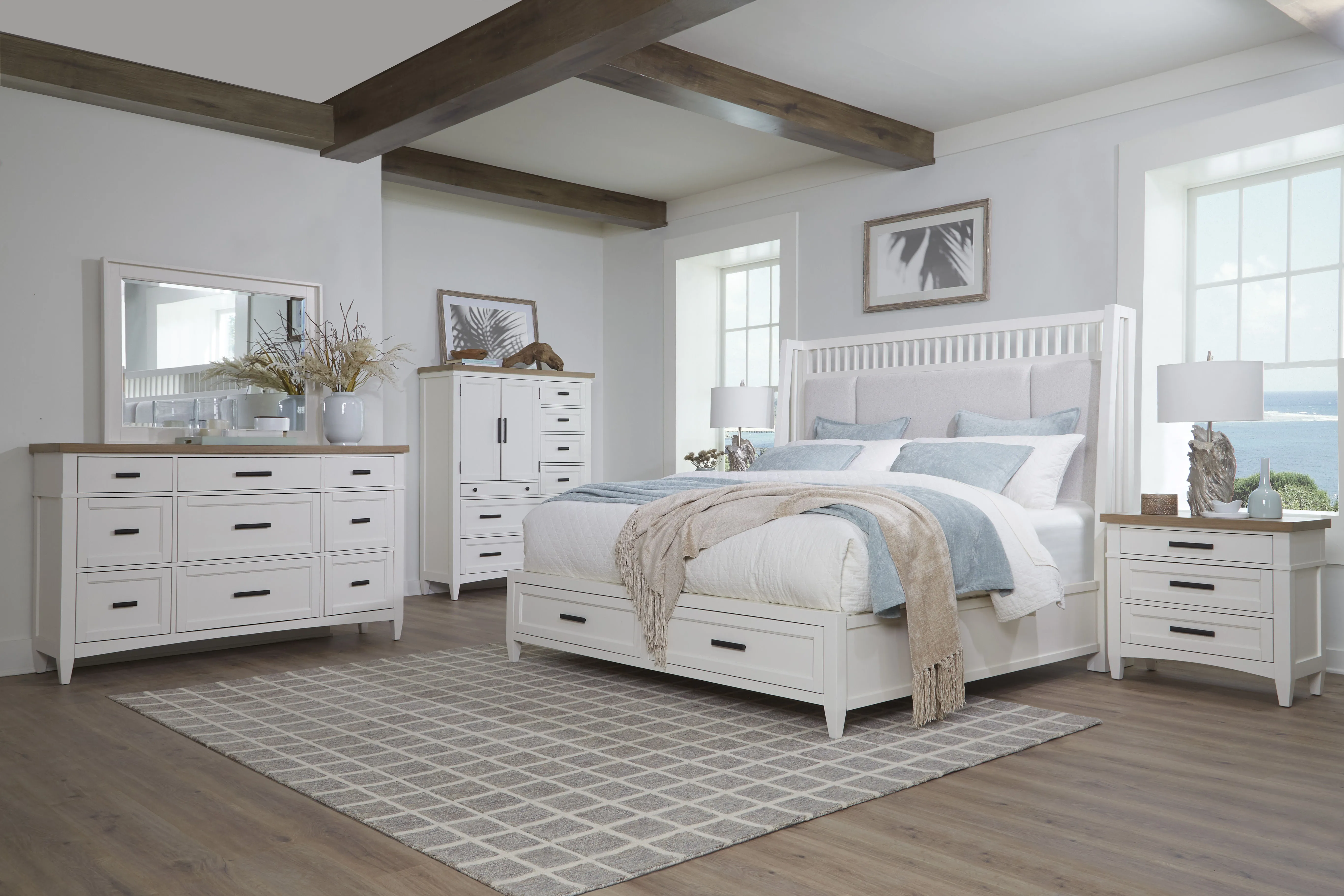 Americana Modern Bedroom - 9 Drawer Dresser And Mirror - Light Brown