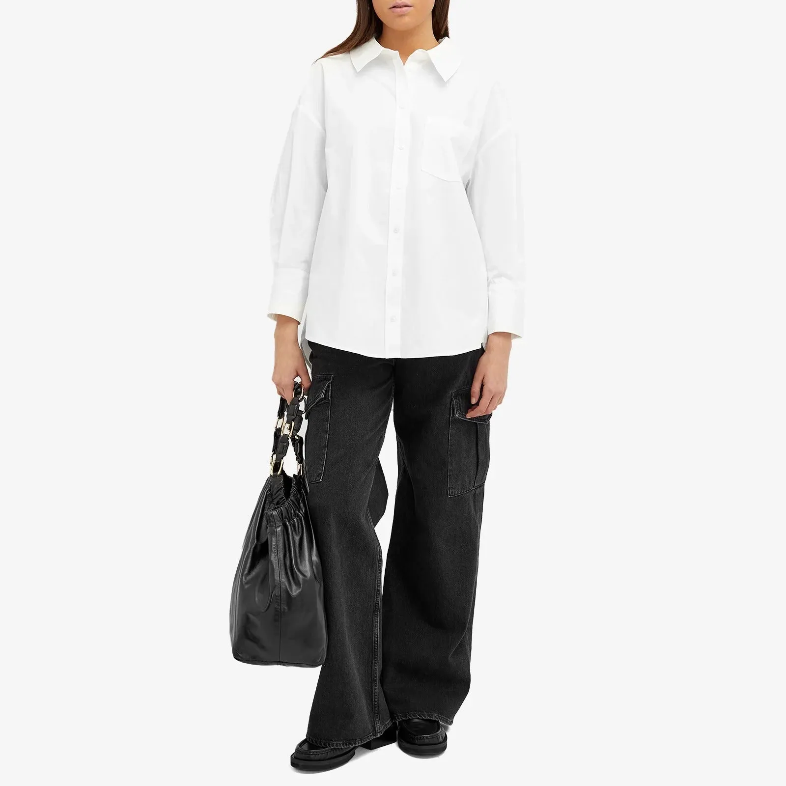 ANINE BING cotton poplin Mika shirt, white