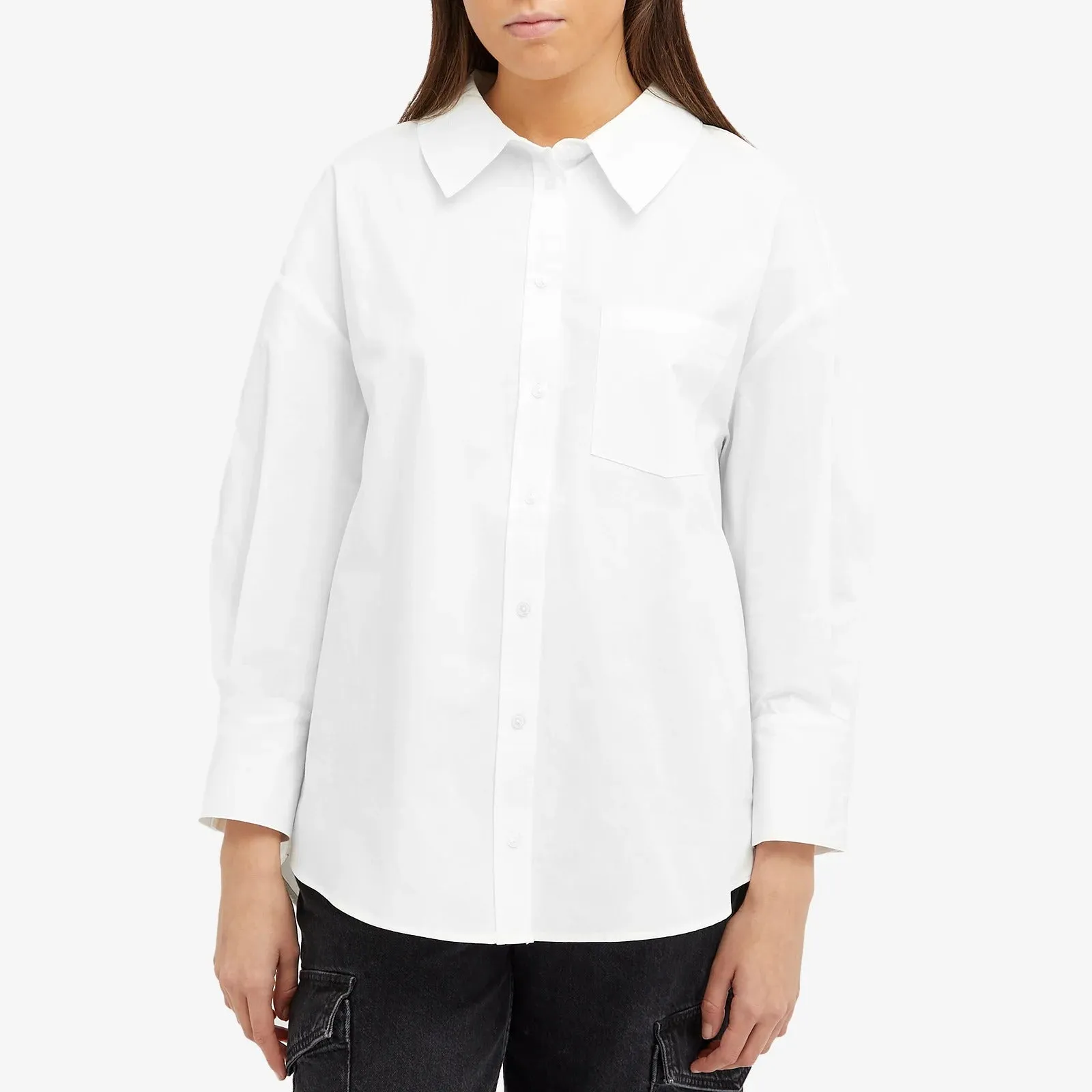 ANINE BING cotton poplin Mika shirt, white