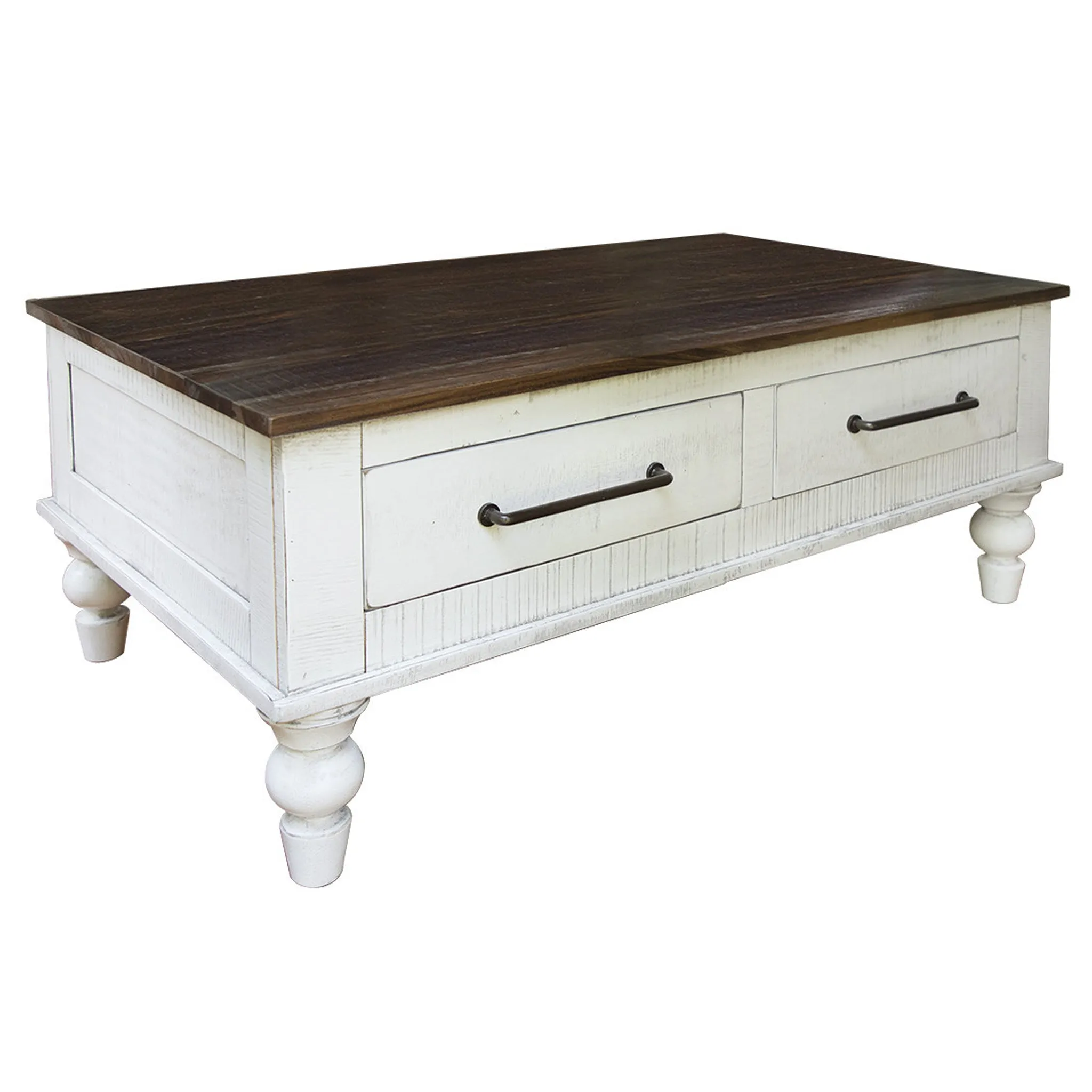 Avalon Rustic Farmhouse 4 Drawer Coffee Table - White