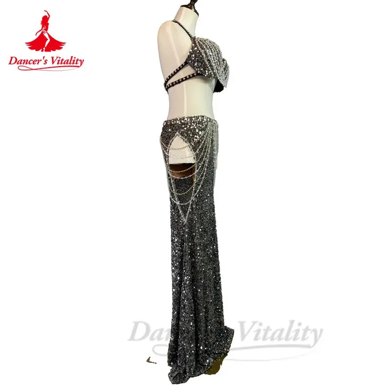 Bellydance Costumes Women's  Sets Diamonds Bra  Sexy Sequin Long Skirt Oriental Dance Professional Performance Clothing