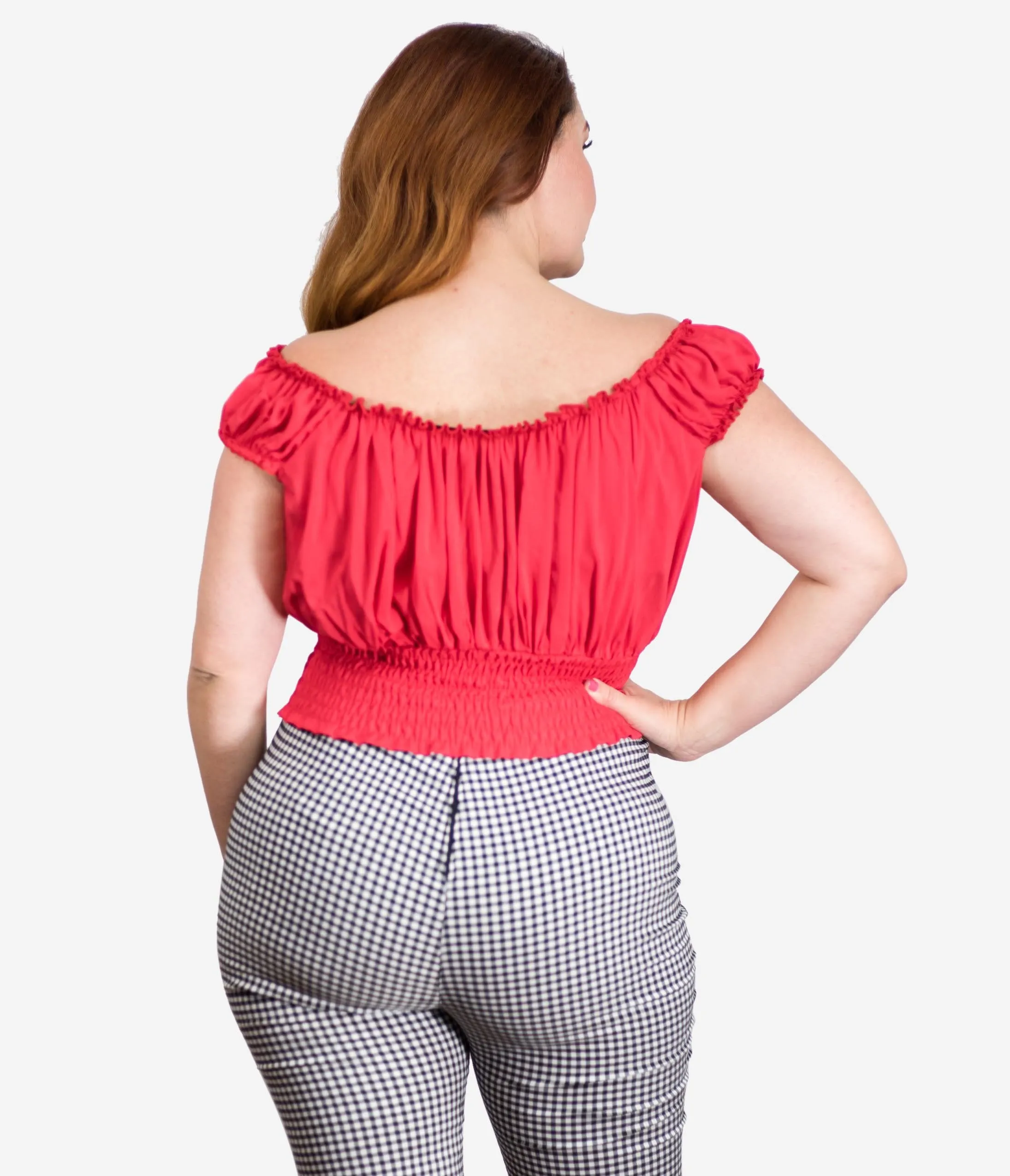 Bettie Page Plus Size 1950s Red La Fiesta Crop Top