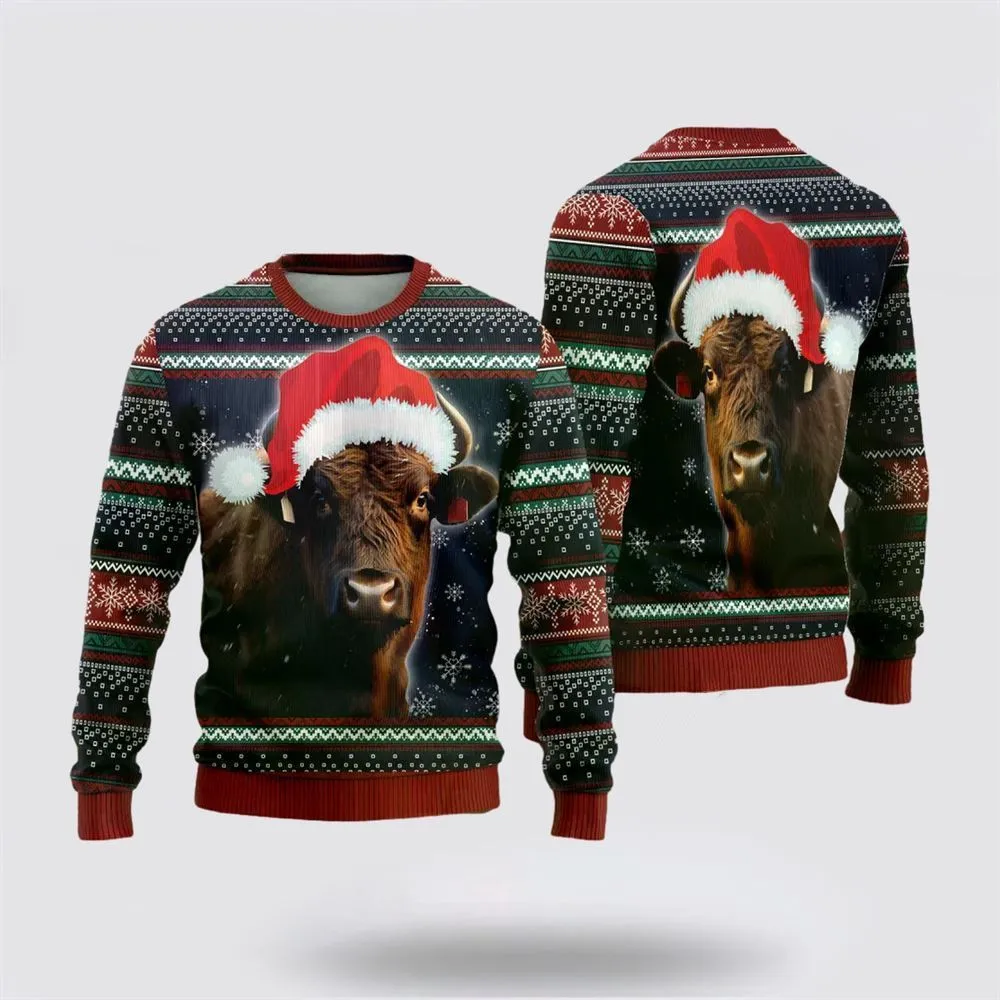 Black Angus Ugly Christmas Sweater, Farm Sweater, Christmas Gift, Best Winter Outfit Christmas