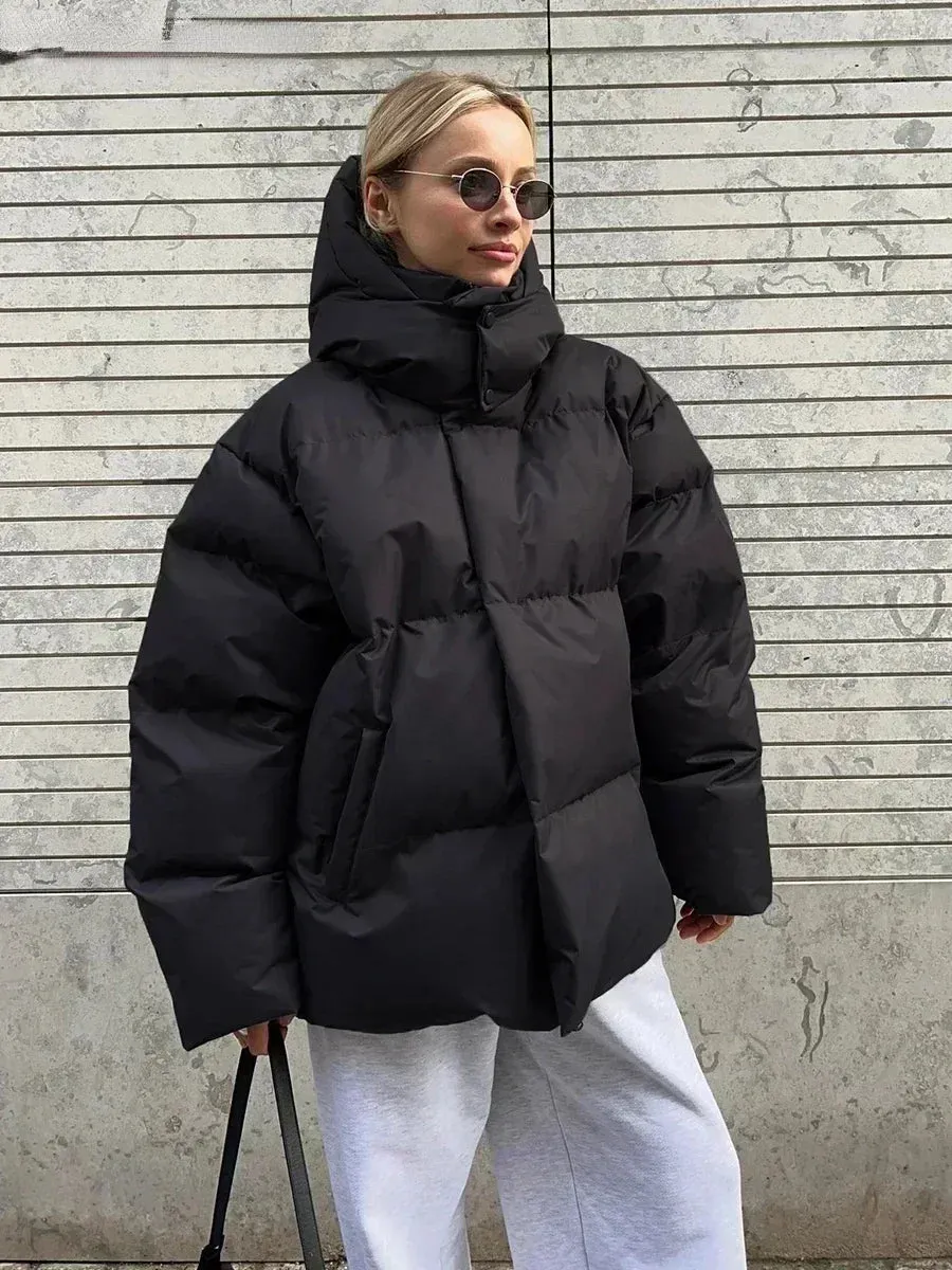 Bonnyshow Quilted Jacket Women Winter Fashion Parkas Coat Vintage Bread Jacket Outwear Office Ladies Warm Cotton Puffer Jackets