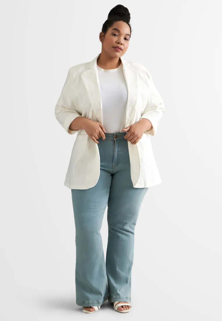 Breanne FLEXI Collared Professional Blazer - White