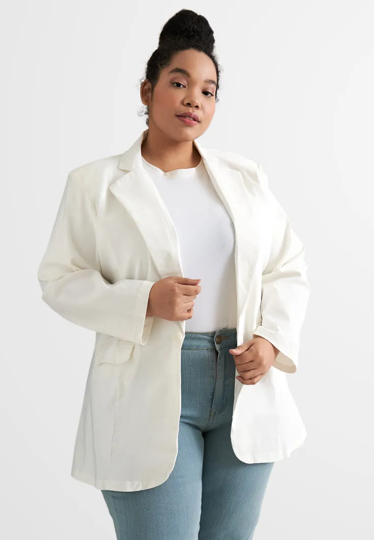 Breanne FLEXI Collared Professional Blazer - White