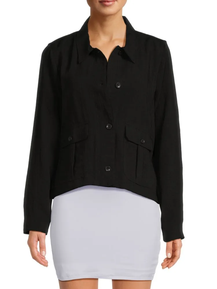 Calvin Klein Relaxed Shirt with Pockets and Flaps, Black