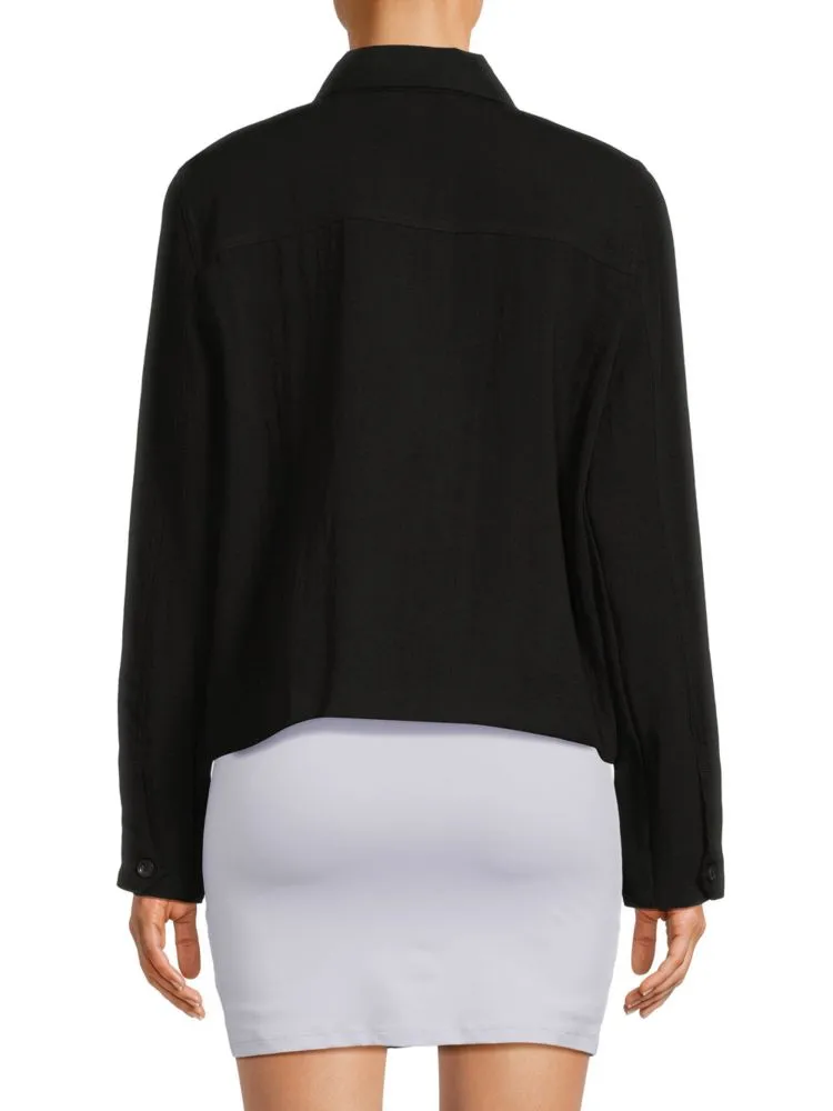 Calvin Klein Relaxed Shirt with Pockets and Flaps, Black