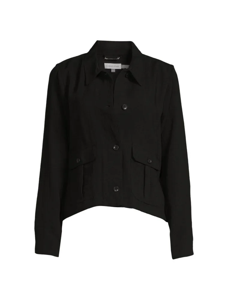 Calvin Klein Relaxed Shirt with Pockets and Flaps, Black