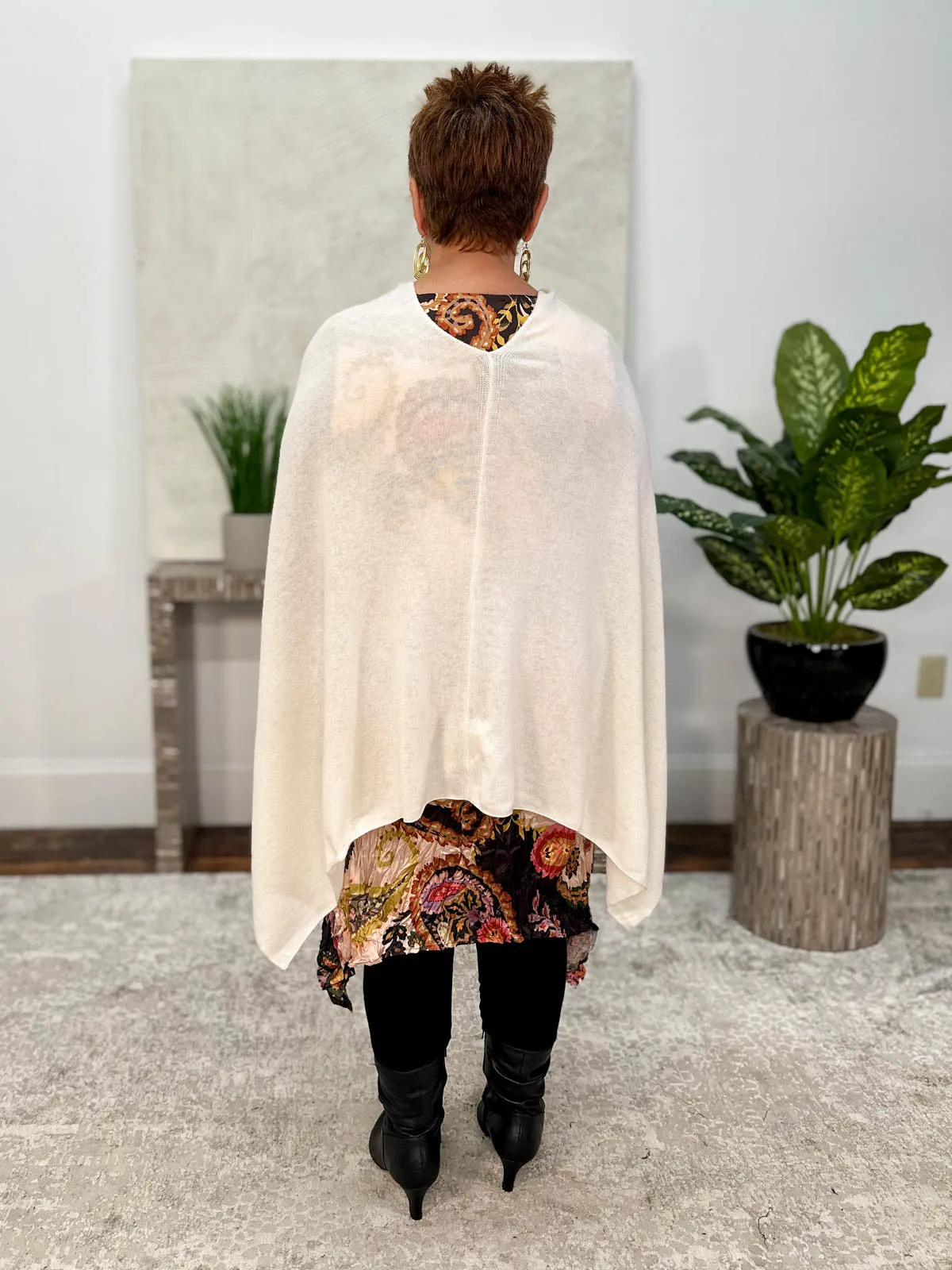 Cashmere Poncho Topper, Ivory