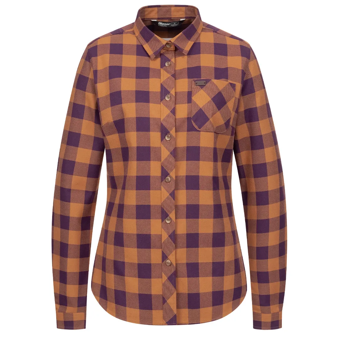 Charlotte Blouse - Ocker/Purple Checked by Blaser