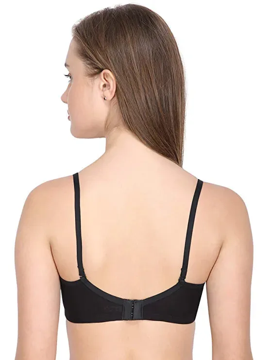 Clothonics Women's Black Spandex & Cotton Lightly Padded Non-Wired Regular Bra