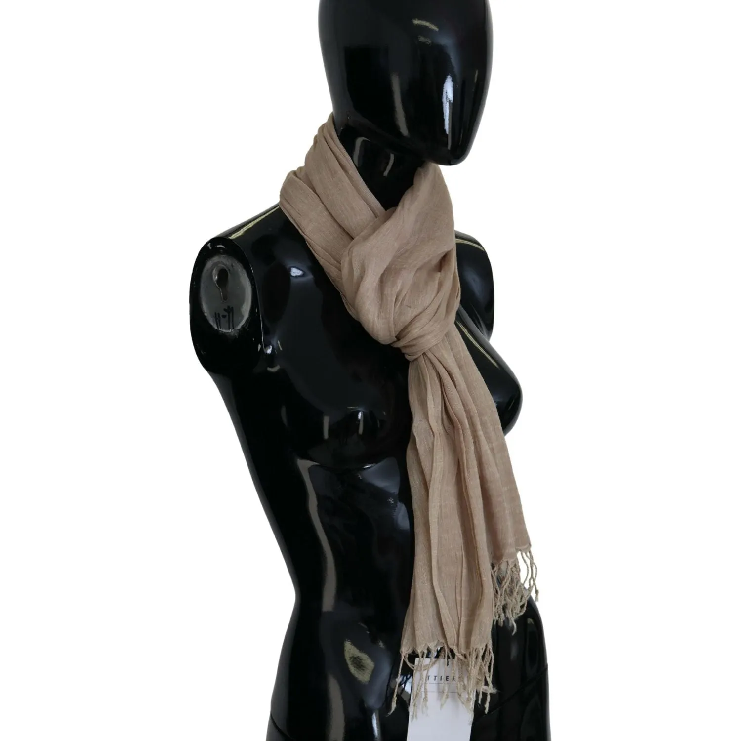 Costume National Chic Beige Fringed Scarf for Women