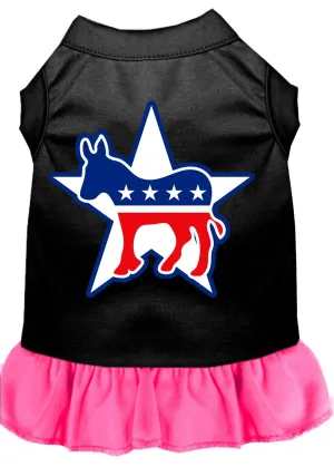 Democrat Screen Print Dress Black With Bright Pink Med (12)