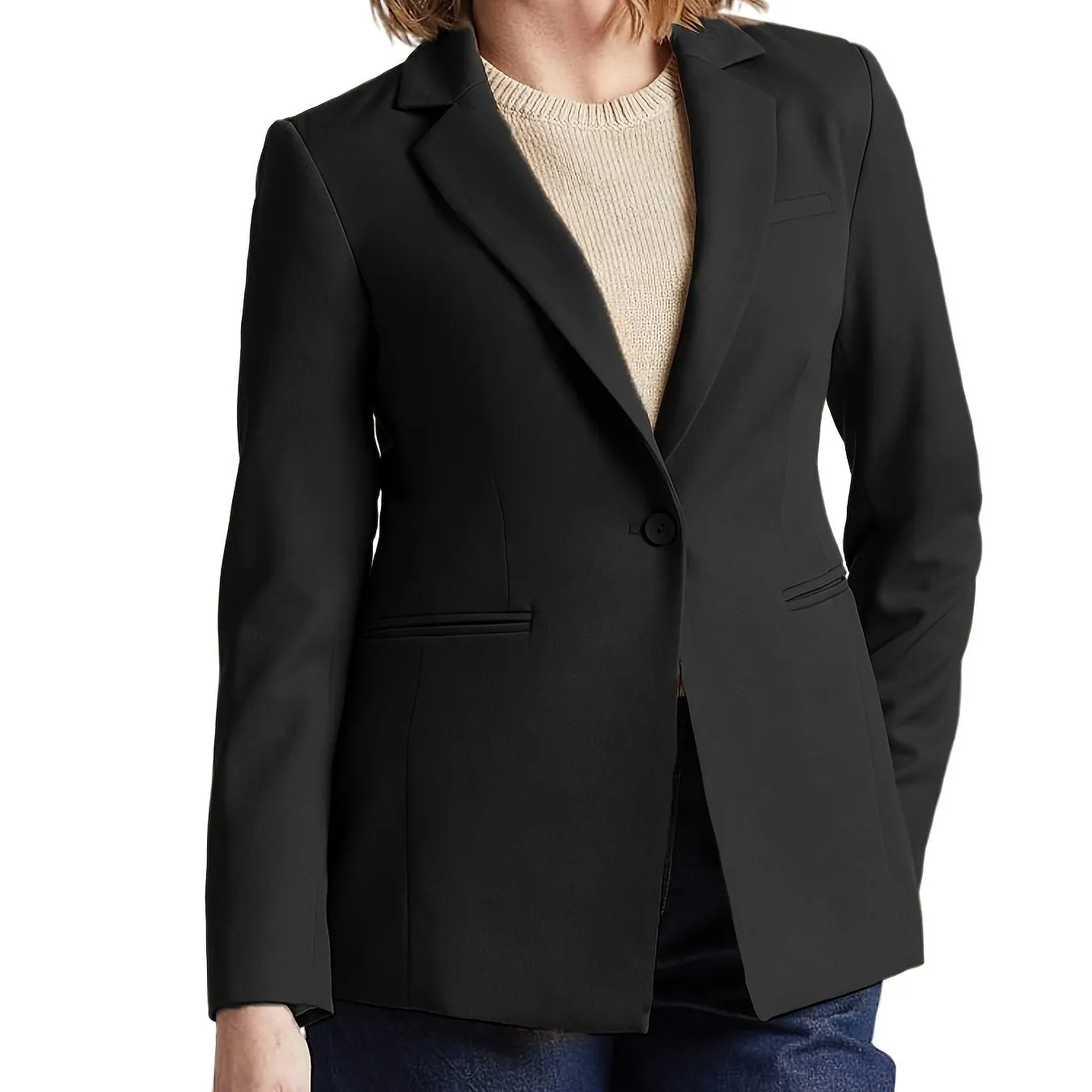 Elegant Solid Long Sleeve Open Front Lapel Blazer