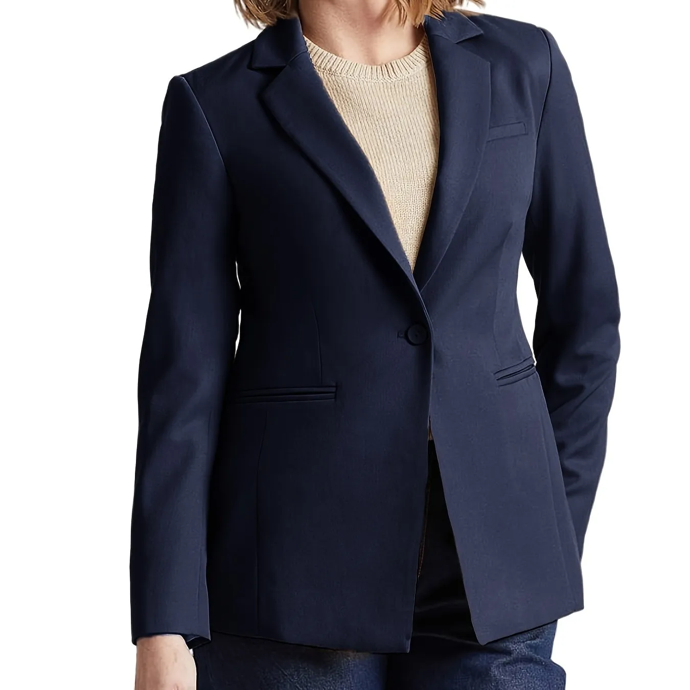 Elegant Solid Long Sleeve Open Front Lapel Blazer