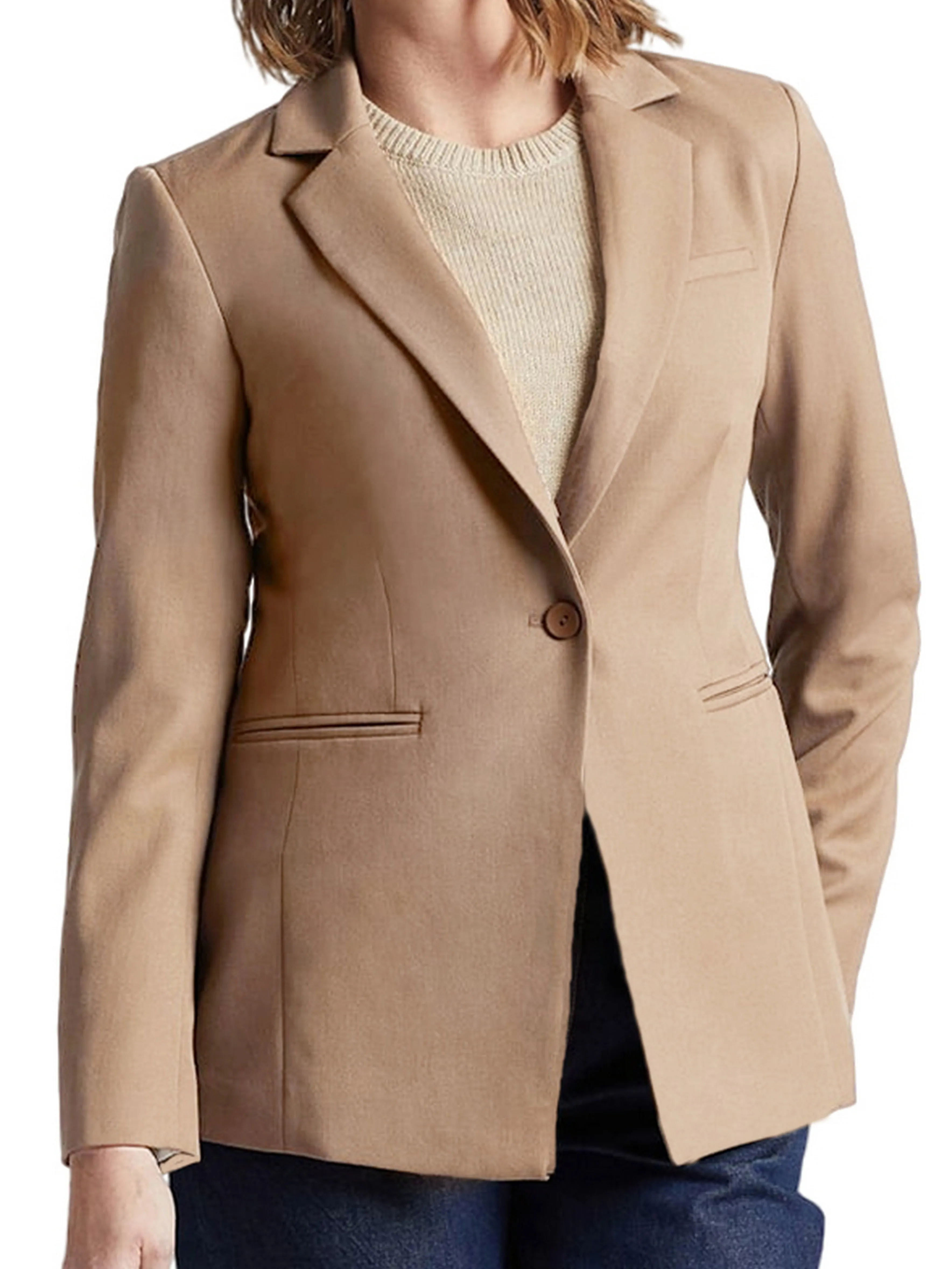 Elegant Solid Long Sleeve Open Front Lapel Blazer