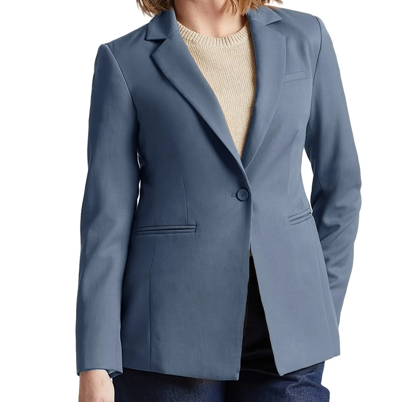 Elegant Solid Long Sleeve Open Front Lapel Blazer