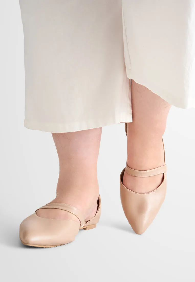 Elsie Elegant Pointy Flats - Beige