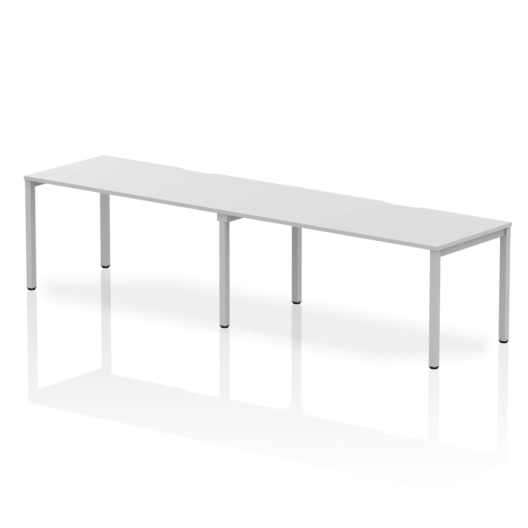 Evolve Plus 2-Person Single Row Desk - Rectangular MFC Top, Box Frame Legs, 2400-3200mm Width, Self-Assembly, 5-Year Guarantee