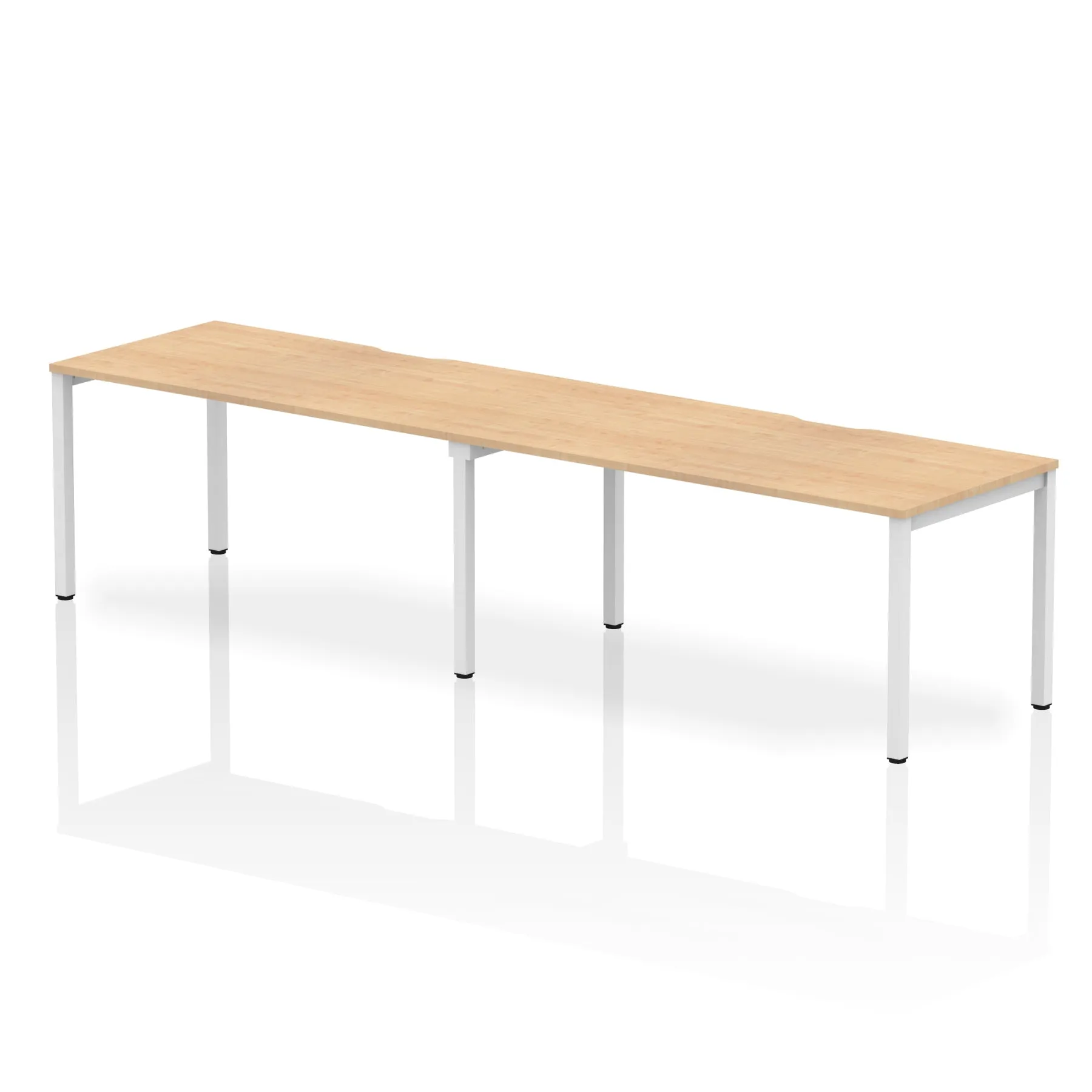 Evolve Plus 2-Person Single Row Desk - Rectangular MFC Top, Box Frame Legs, 2400-3200mm Width, Self-Assembly, 5-Year Guarantee