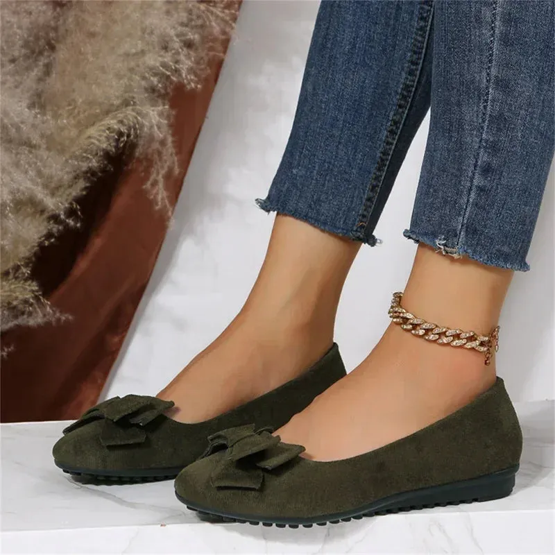 Fleur - Suede Slip-On Ballerinas with Bow