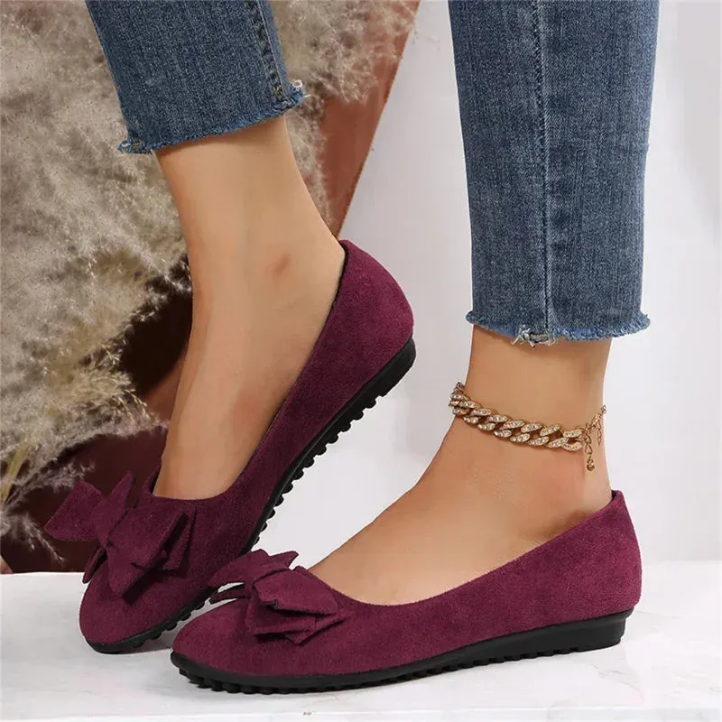 Fleur - Suede Slip-On Ballerinas with Bow