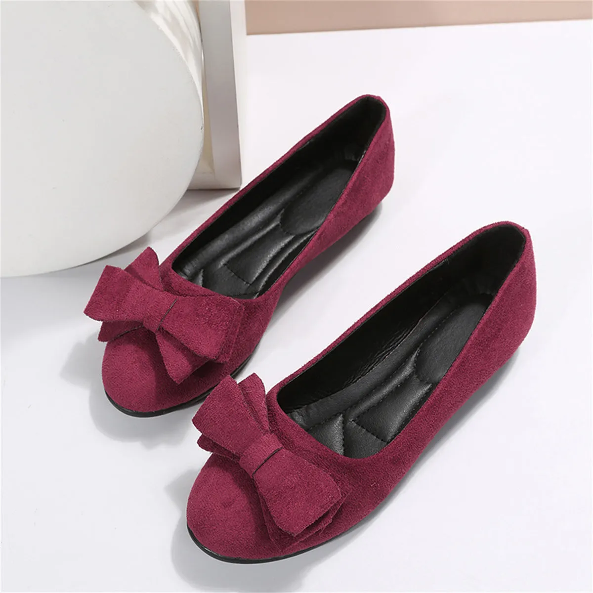 Fleur - Suede Slip-On Ballerinas with Bow