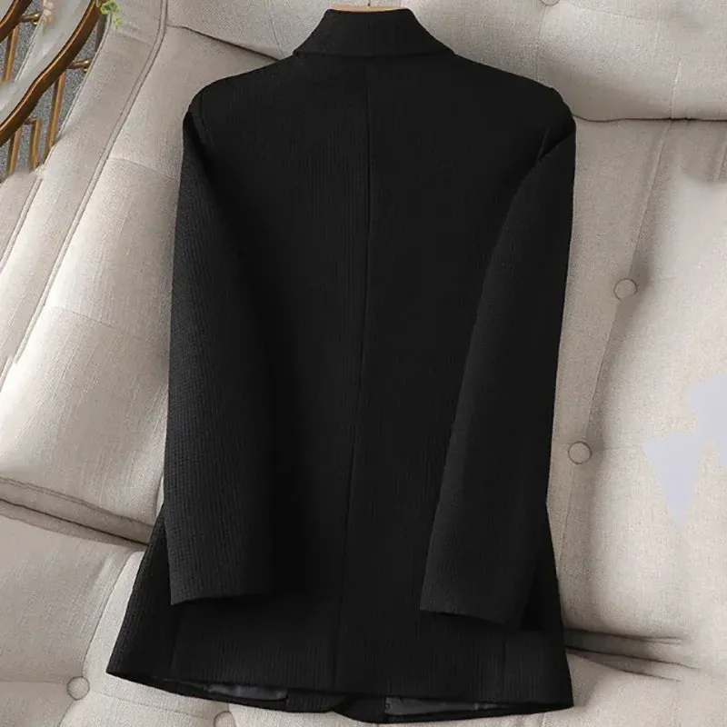 Flytonn-Fashion Elegant Solid Blazer for Women New Spring Autumn Style Korean Version Commuter Casual Elegant Single-breasted Blazer