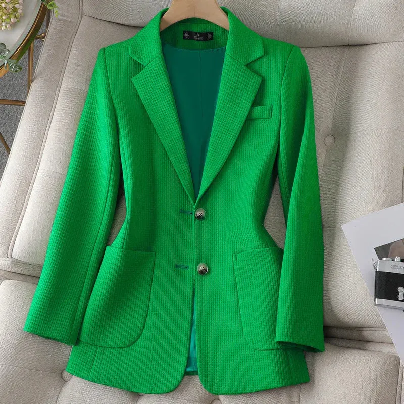 Flytonn-Fashion Elegant Solid Blazer for Women New Spring Autumn Style Korean Version Commuter Casual Elegant Single-breasted Blazer