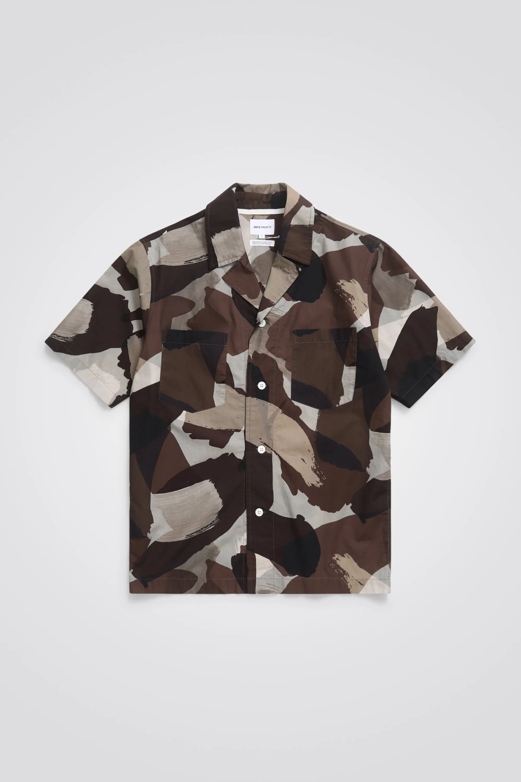 Mads Relaxed Camo Shirt SS - Espresso