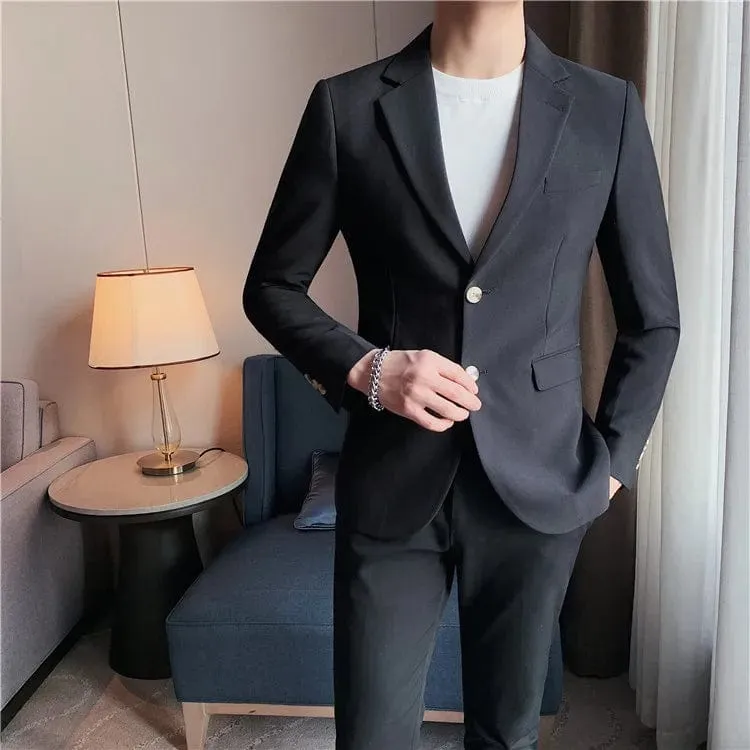 Men's High Quality Single Button Blazer: Elegant Slim Fit Casual Business Suit Jacket for Parties