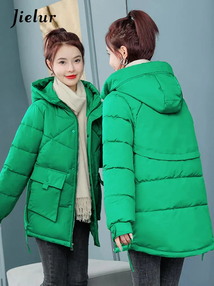 Metaversmall Down Cotton Jackets Winter Korean Women Parkas Loose Thickened Hooded Warm Coat Woman Mid-length Blue Khaki Jacket M-XXL