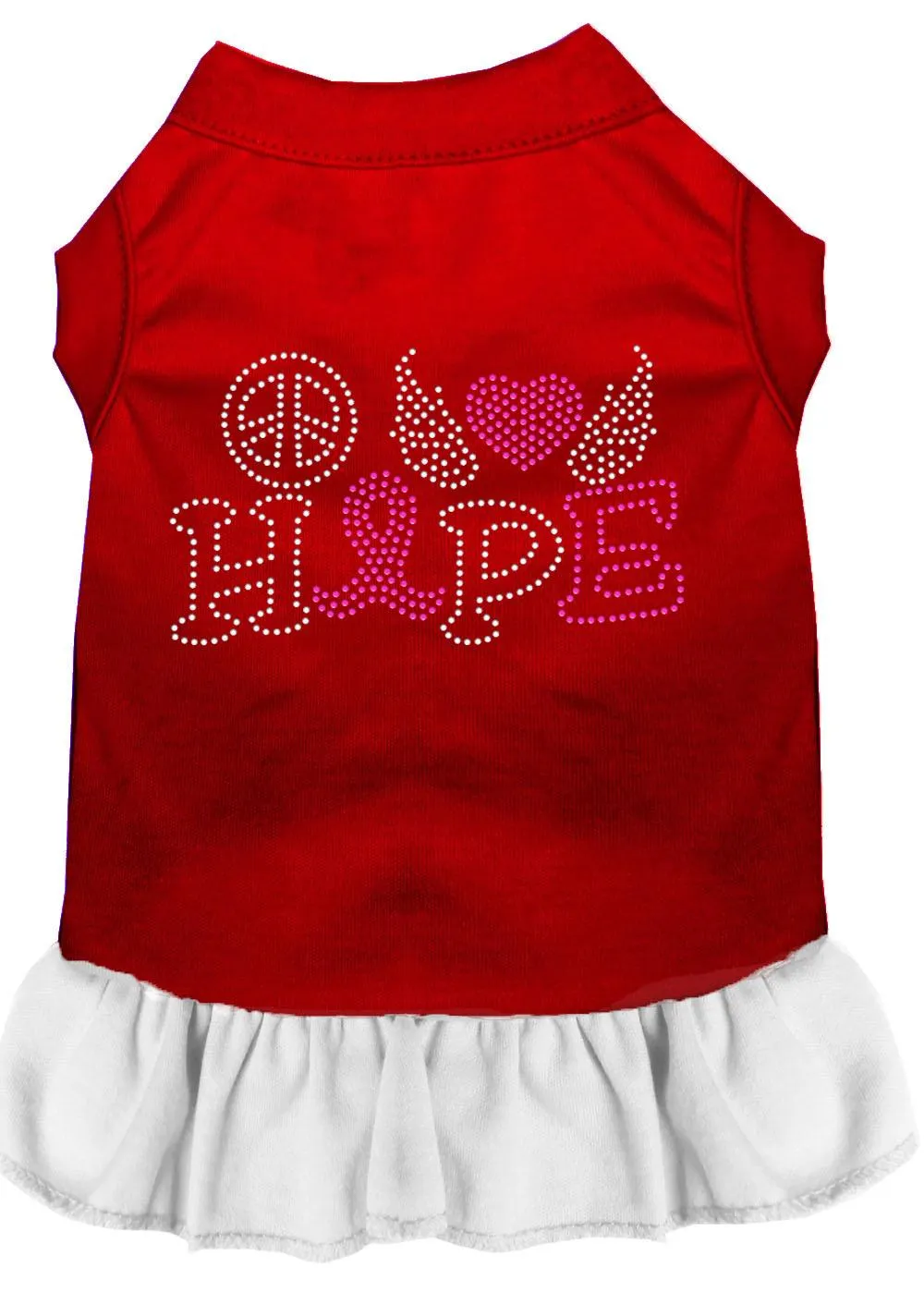 Peace Love Hope Breast Cancer Rhinestone Pet Dress Red With White Xxxl (20)