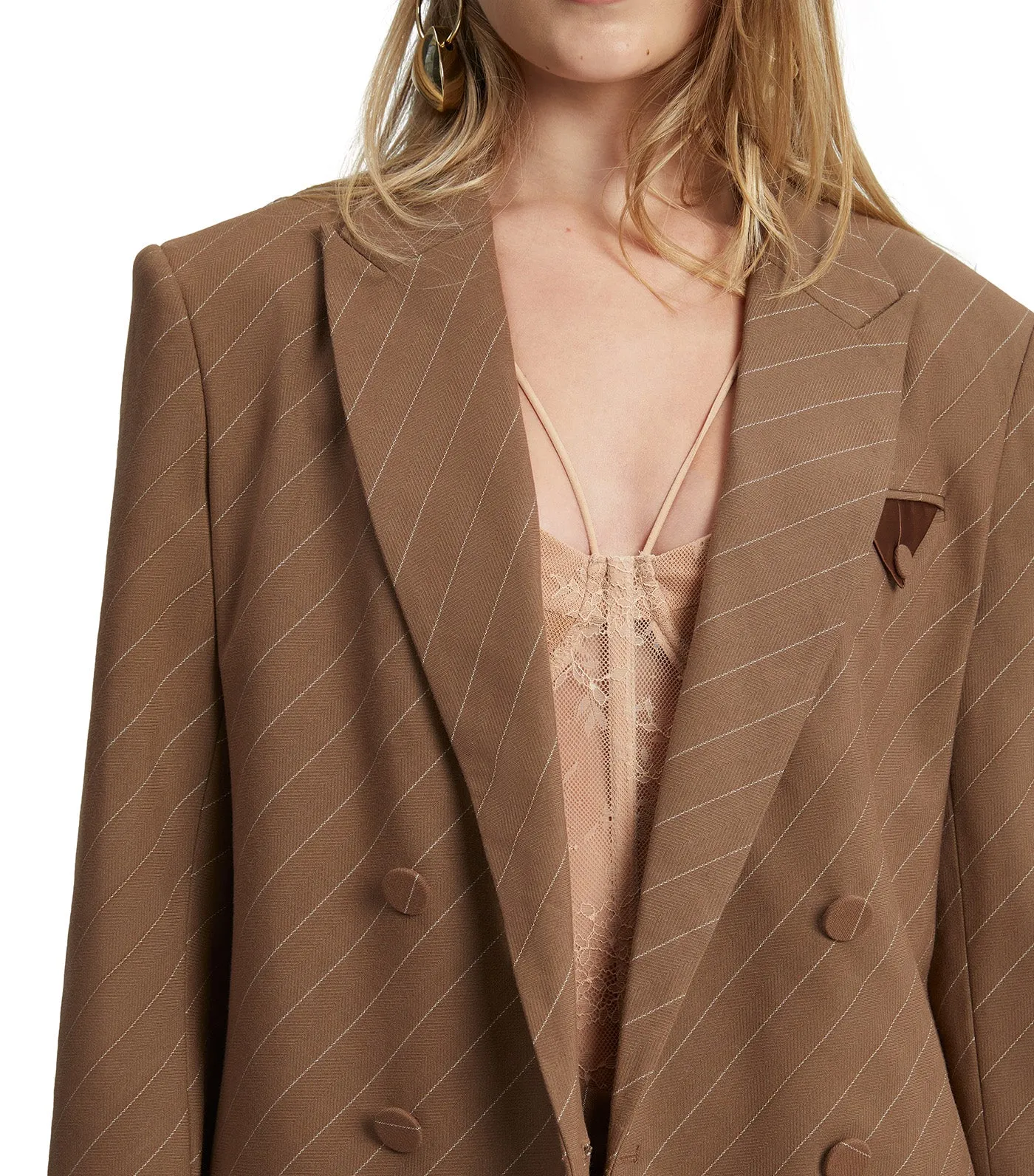 Pin Stripe Classic Blazer Brown