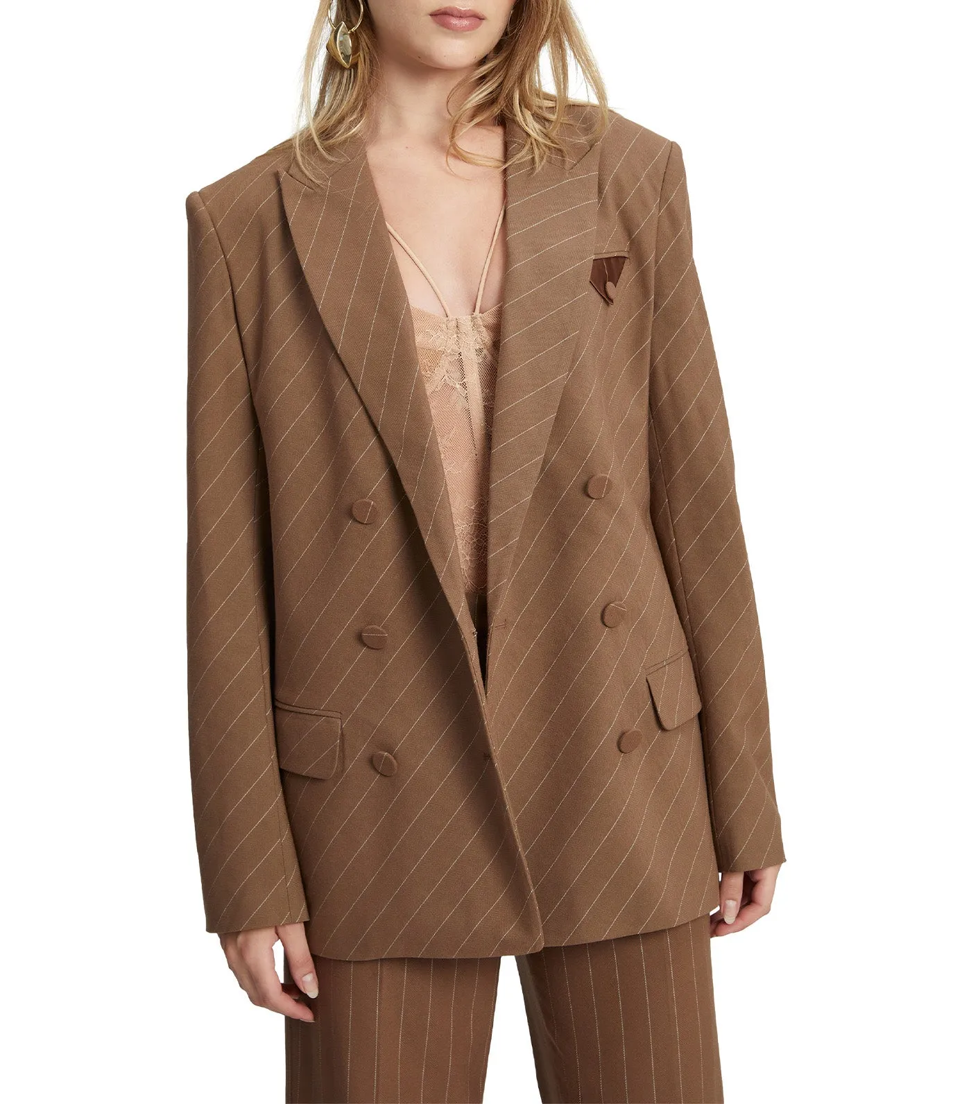 Pin Stripe Classic Blazer Brown