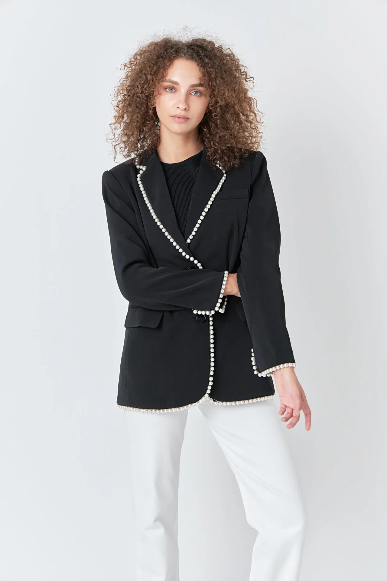 Premium Pearl-Trimmed Blazer