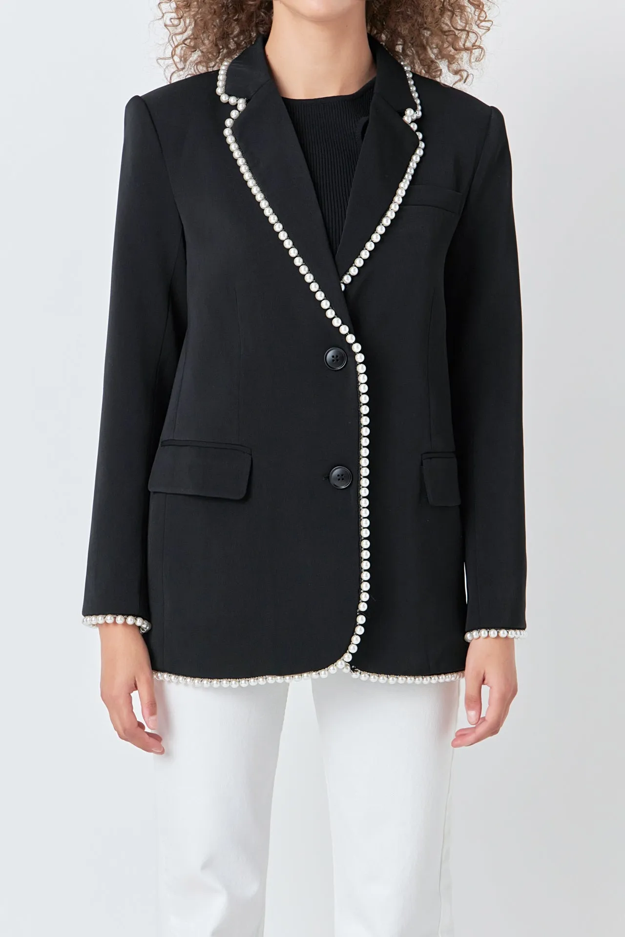 Premium Pearl-Trimmed Blazer