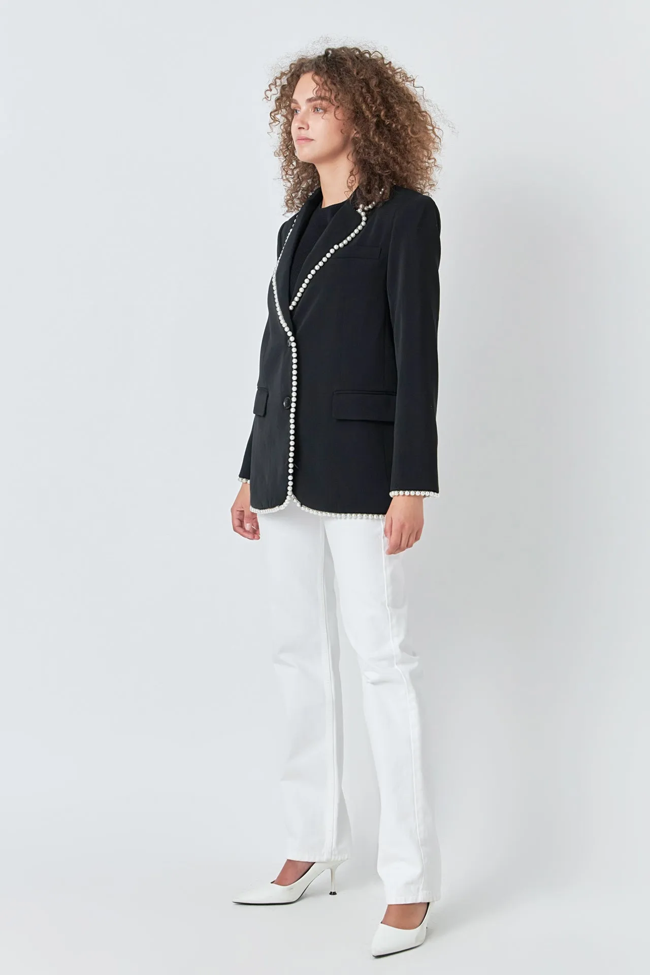 Premium Pearl-Trimmed Blazer