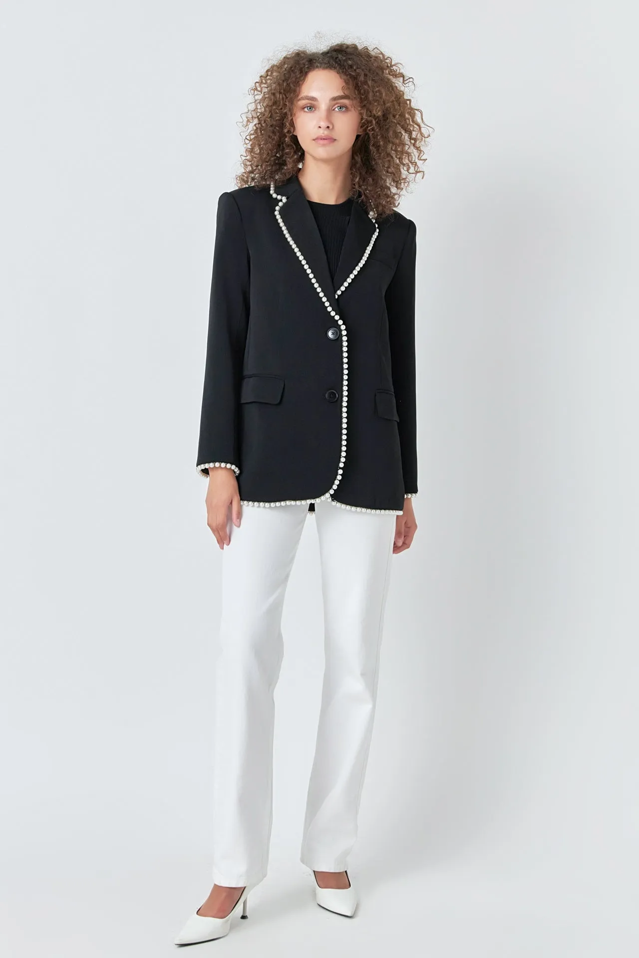 Premium Pearl-Trimmed Blazer