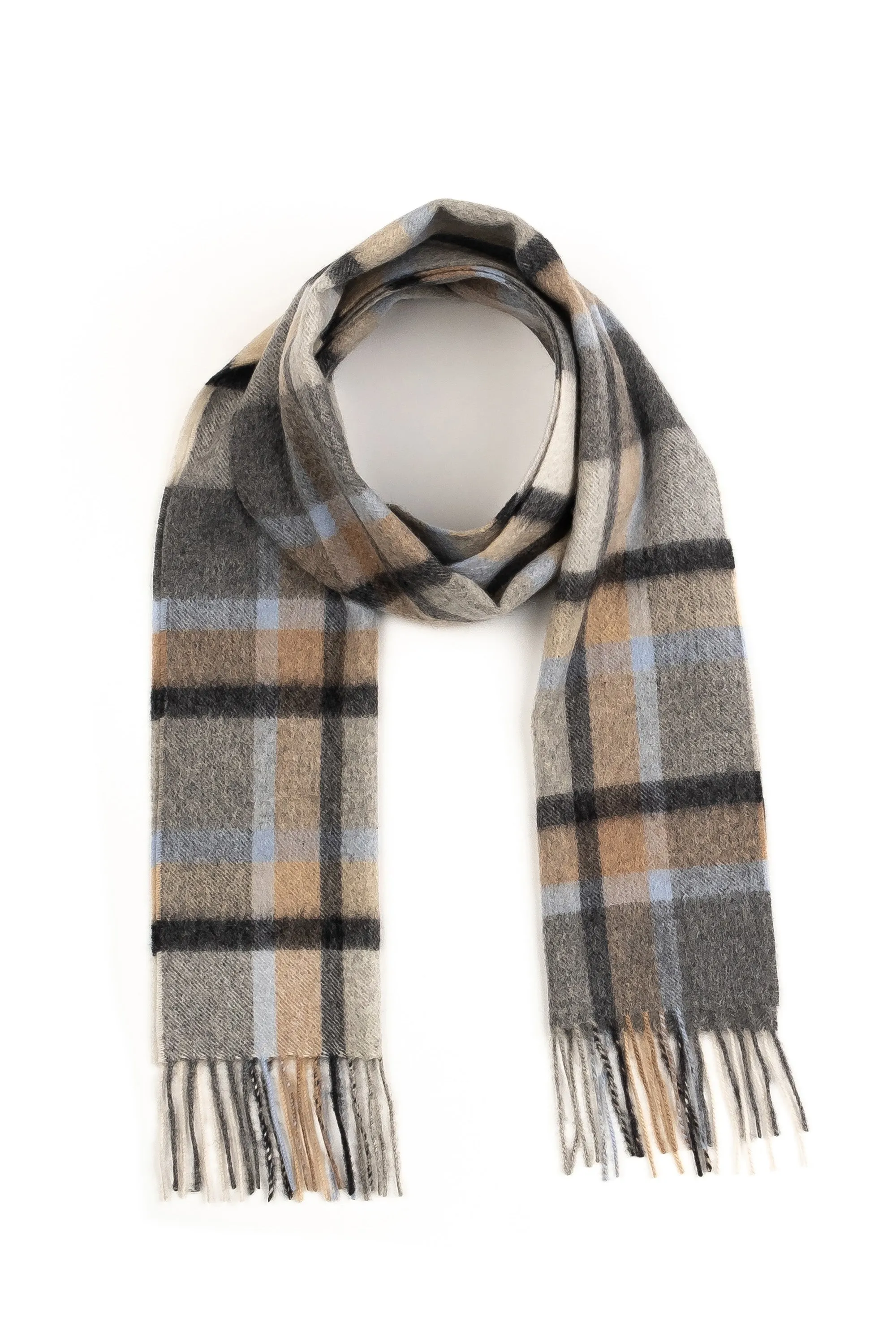 Princeton Check Cashmere Scarf - Blue