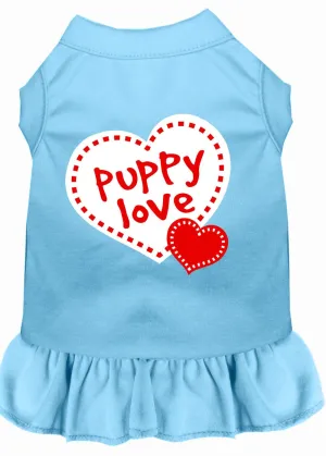 Puppy Love Screen Print Dress Baby Blue Lg (14)