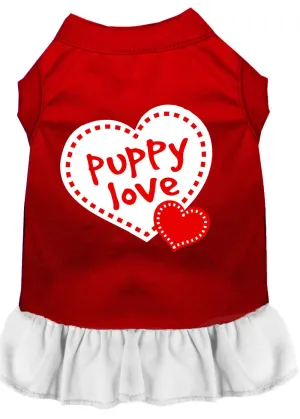 Puppy Love Screen Print Dress Red With White Xl (16)