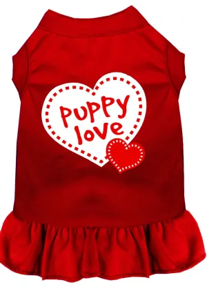 Puppy Love Screen Print Dress Red Xs (8)