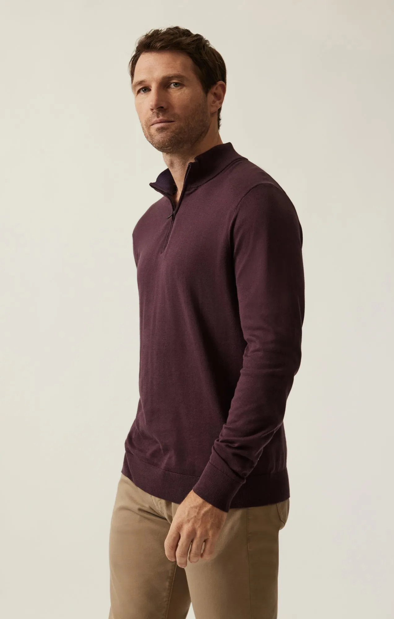 Quarter Zip Sweater In Burgundy