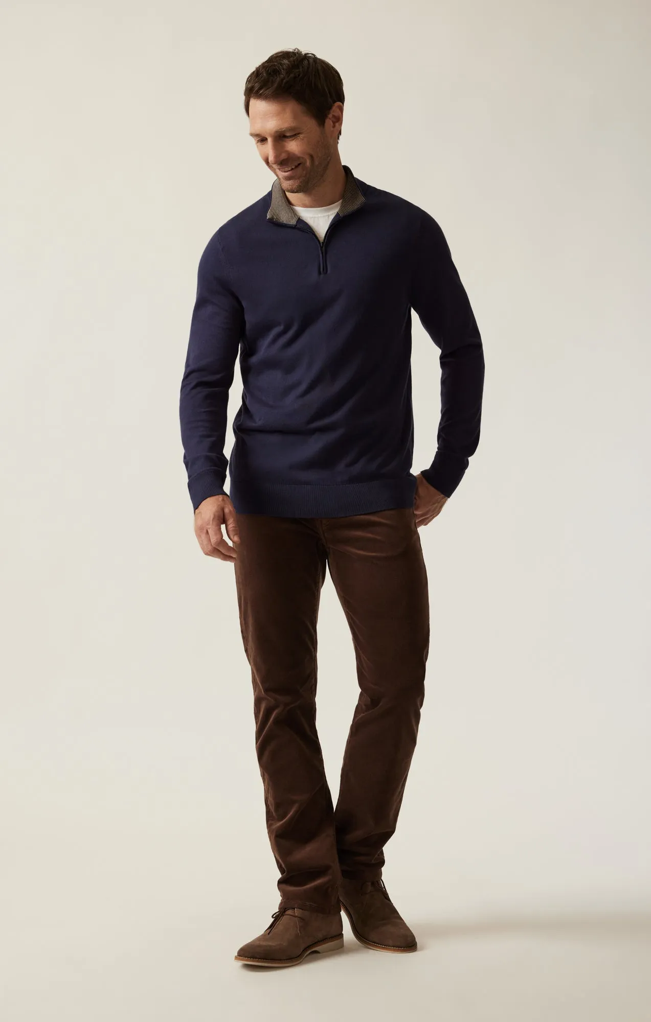 Quarter Zip Sweater In Navy